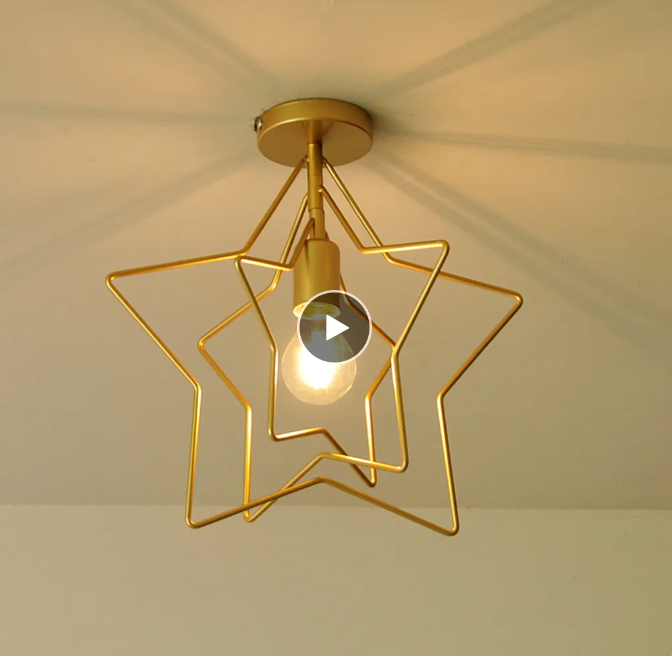 3D stjerne design loftslampe i guldmetal