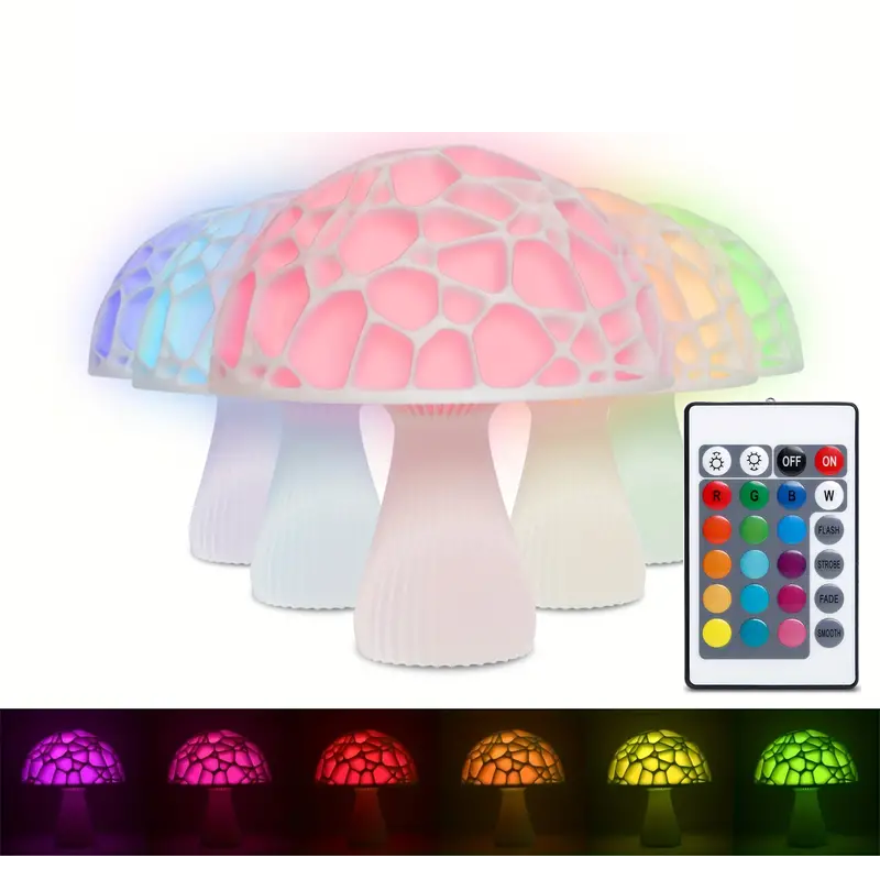 Flerfarvet svampelampe med fjernbetjening - FaeLum